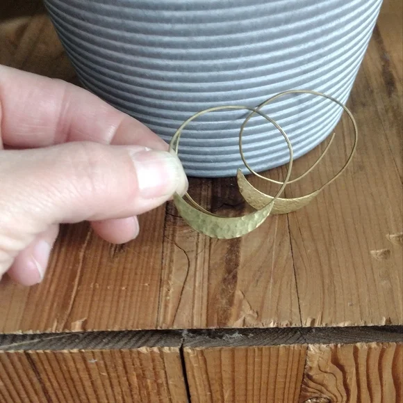 3 / $20 Gold Hoop Spiral metallic Earrings - Picture 2 of 4